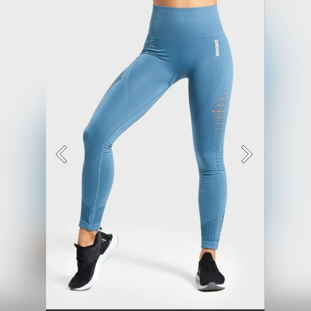 GYMSHARK Energy Seamless High Rise Leggings In Malibu Blue Size Small